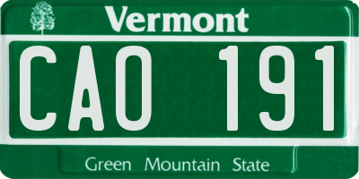 VT license plate CAO191