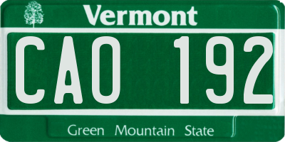 VT license plate CAO192