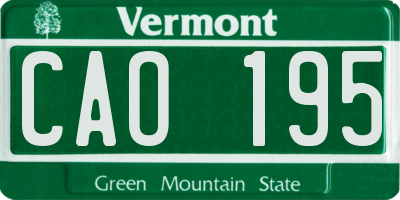 VT license plate CAO195