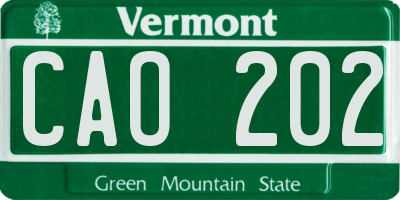 VT license plate CAO202