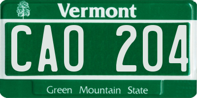 VT license plate CAO204