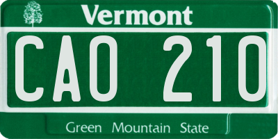 VT license plate CAO210