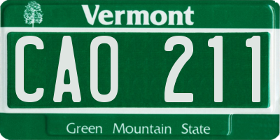 VT license plate CAO211