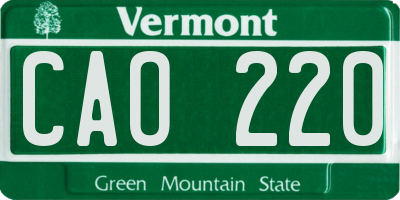 VT license plate CAO220