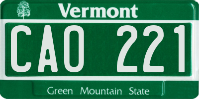 VT license plate CAO221