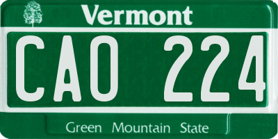 VT license plate CAO224