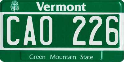 VT license plate CAO226