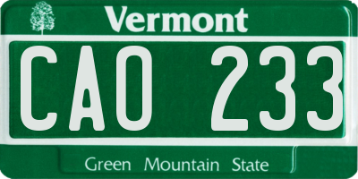 VT license plate CAO233