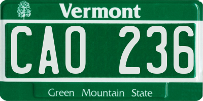 VT license plate CAO236