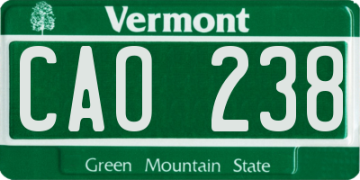 VT license plate CAO238