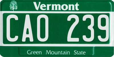 VT license plate CAO239