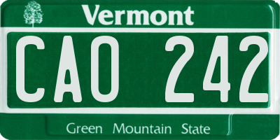 VT license plate CAO242