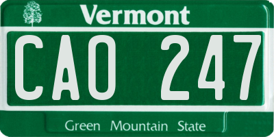 VT license plate CAO247