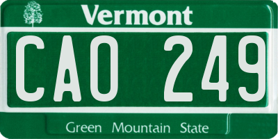 VT license plate CAO249