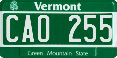VT license plate CAO255