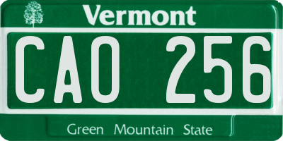VT license plate CAO256