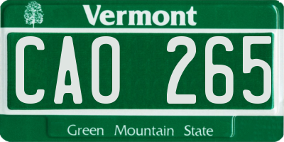 VT license plate CAO265