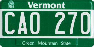 VT license plate CAO270