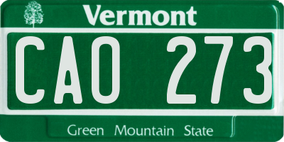 VT license plate CAO273