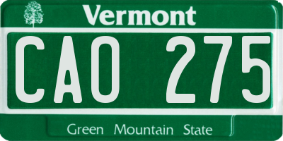 VT license plate CAO275
