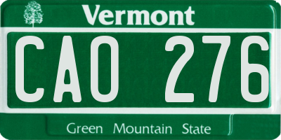 VT license plate CAO276