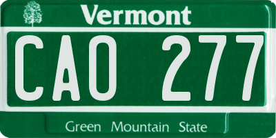 VT license plate CAO277