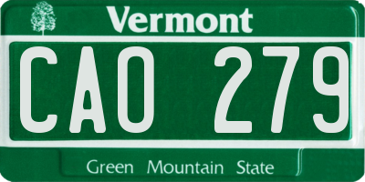 VT license plate CAO279