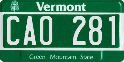 VT license plate CAO281