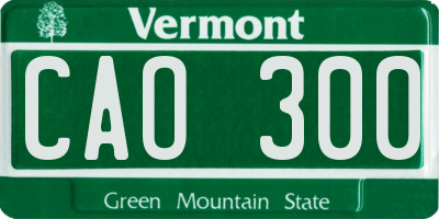 VT license plate CAO300