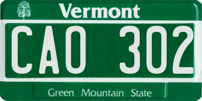 VT license plate CAO302