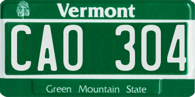 VT license plate CAO304