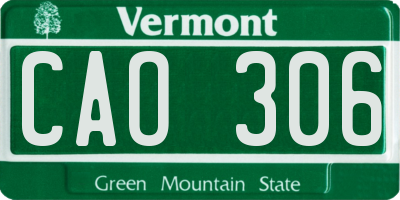 VT license plate CAO306