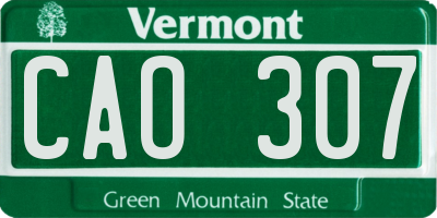VT license plate CAO307