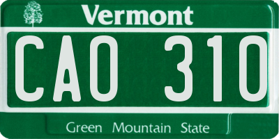 VT license plate CAO310
