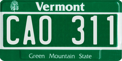VT license plate CAO311