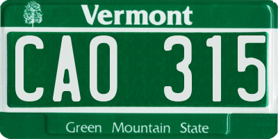 VT license plate CAO315