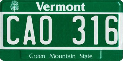VT license plate CAO316