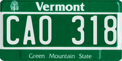 VT license plate CAO318