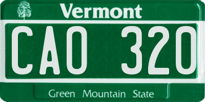 VT license plate CAO320