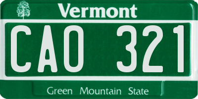 VT license plate CAO321