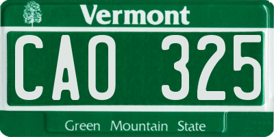 VT license plate CAO325