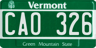 VT license plate CAO326
