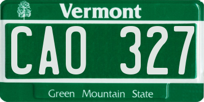 VT license plate CAO327