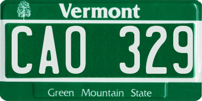 VT license plate CAO329