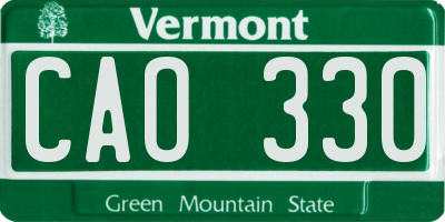 VT license plate CAO330