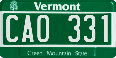 VT license plate CAO331