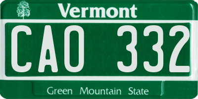 VT license plate CAO332