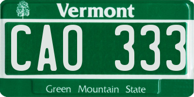 VT license plate CAO333