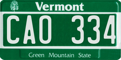 VT license plate CAO334