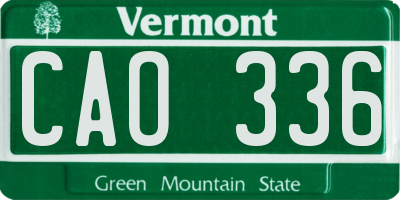 VT license plate CAO336
